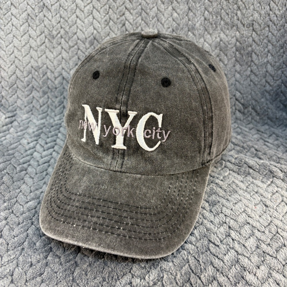 NYC 1664 New York City Baseball Cap Washed Black Embroidered Dad Hat Adjustable